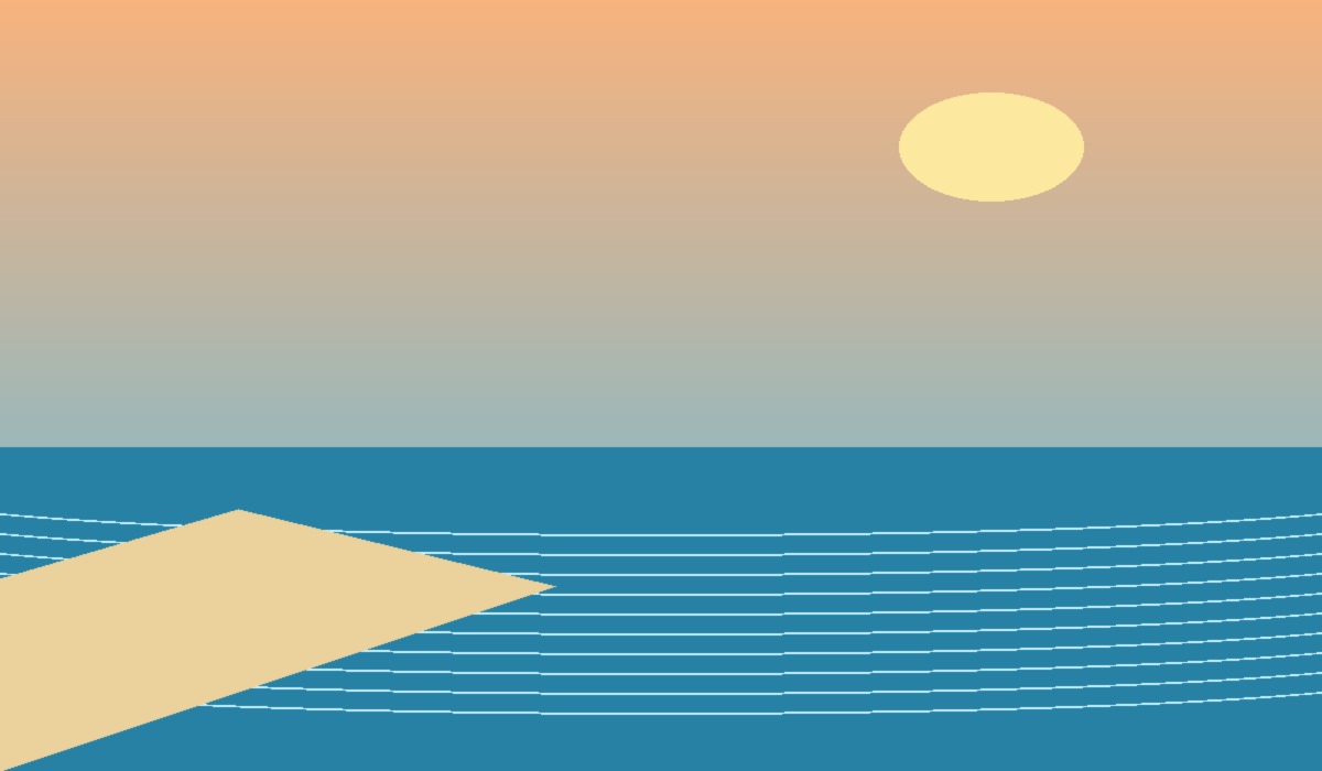 Beach destination at sunset